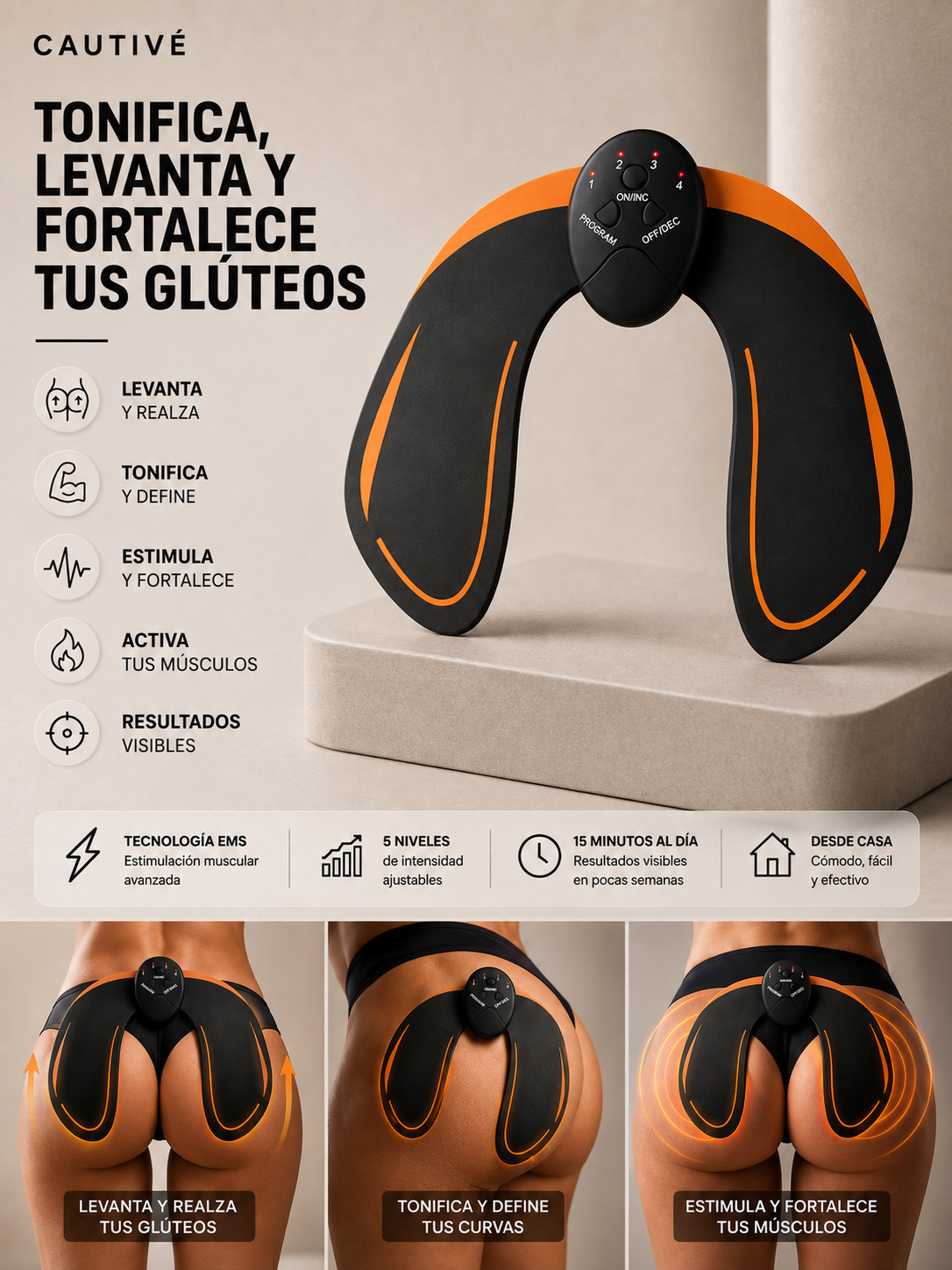 Estimulador de Glúteo + Faja Reductora